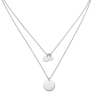 Collier-Duo 925 Silber mit 2 runden Anhängern und Zirkonia weiß