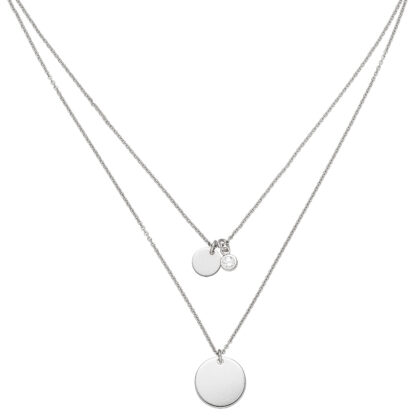 Collier-Duo 925 Silber mit 2 runden Anhängern und Zirkonia weiß