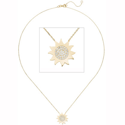 Collier/Ankerkette "Sonne" 333 Gelbgold mit 37 Zirkonia weiß