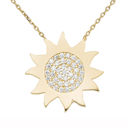 Collier/Ankerkette "Sonne" 333 Gelbgold mit 37 Zirkonia weiß