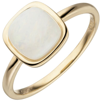 Ring 585 Gelbgold mit Opal quadratisch