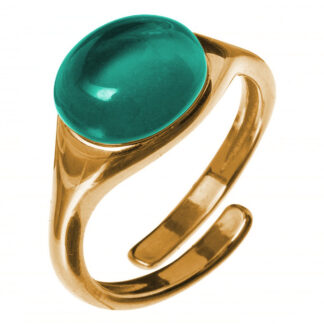 Ring 925 Silber/vergoldet mit Turmalin grün Cabochon