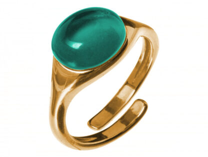 Ring 925 Silber/vergoldet mit Turmalin grün Cabochon