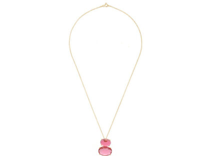 Collier 925 Silber/vergoldet mit 2 Turmalinen pink