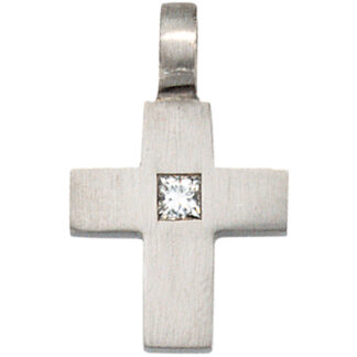 Anhänger "Kreuz" 950 Platin mit Diamant in Princess-Schliff