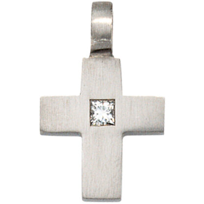 Anhänger "Kreuz" 950 Platin mit Diamant in Princess-Schliff