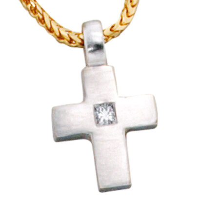 Anhänger "Kreuz" 950 Platin mit Diamant in Princess-Schliff