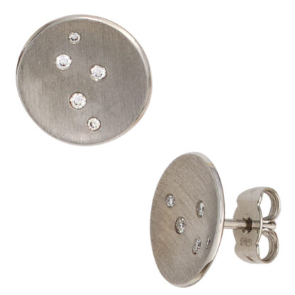 Ohrstecker rund 950 Platin matt mit 10 Brillanten