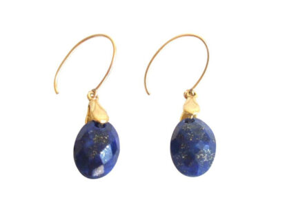 Ohrhaken vergoldet mit 2 Lapis Lazuli facettiert