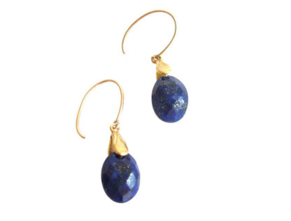 Ohrhaken vergoldet mit 2 Lapis Lazuli facettiert