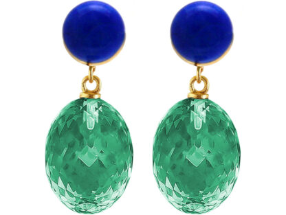 Ohrstecker 925 Silber/vergoldet mit 2 Lapis Lazuli und 2 Turmalinen grün