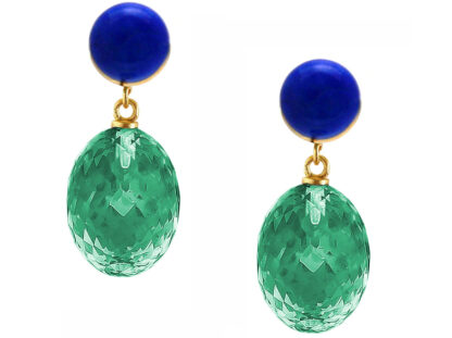 Ohrstecker 925 Silber/vergoldet mit 2 Lapis Lazuli und 2 Turmalinen grün – Bild 2