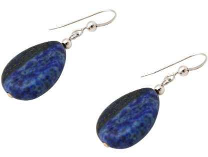 Ohrhaken 925 Silber mit 2 Lapis Lazuli Tropfen