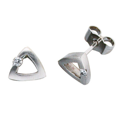 Ohrstecker "Dreieck" 950 Platin mit 2 Brillanten