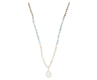 Halskette 925 Silber mit Labradorit, Aquamarin und Onyx