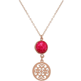 Collier "Mandala" und Rubin 925 Silber/rosévergoldet