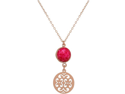 Collier "Mandala" und Rubin 925 Silber/rosévergoldet