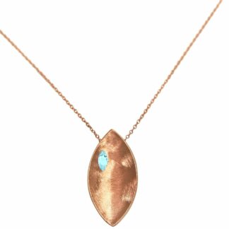 Collier "Marquise" 925 Silber/rosévergoldet mit Quarz hellblau