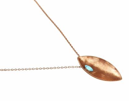 Collier "Marquise" 925 Silber/rosévergoldet mit Quarz hellblau