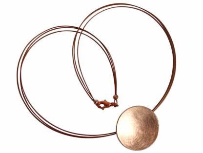 Collier mit Designer-Anhänger rund 925 Silber/rosévergoldet matt