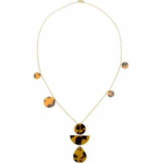 Halskette vergoldet mit Schildpatt/Acetat bernsteinfarben abstrakt