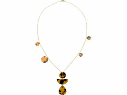 Halskette vergoldet mit Schildpatt/Acetat bernsteinfarben abstrakt