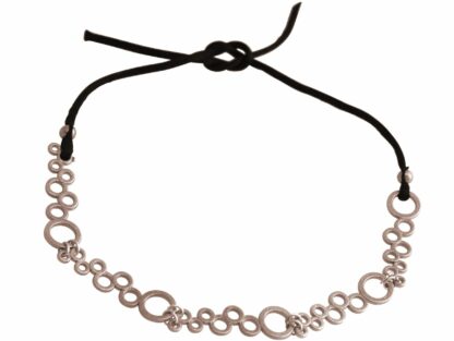 Collier "Bubbles" Silber mit Seidenband schwarz