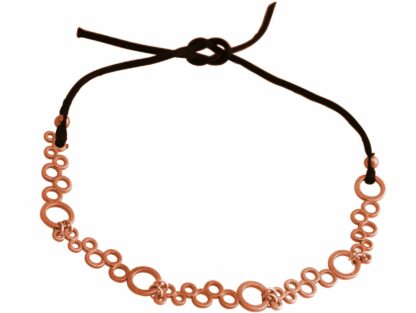 Collier “Bubbles” Silber/rosévergoldet mit Seidenband schwarz