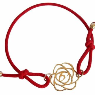 Armband rot mit "Rose" Bronze