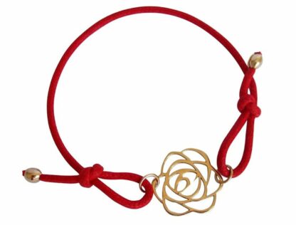 Armband rot mit "Rose" Bronze