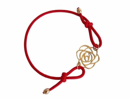 Armband rot mit "Rose" Bronze