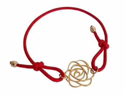 Armband rot mit "Rose" Bronze