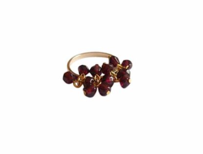 Ring vergoldet mit Granat Edelsteinen rot beweglich