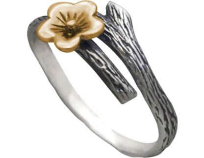 Ring “Kirschblüte” mit Zweig 925 Silber/teilvergoldet