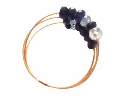 Ring 3-bahnig vergoldet mit Saphiren weiß und blau