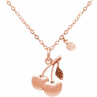 Collier "Kirschen" 925 Silber/rosévergoldet mit Rosenquarz