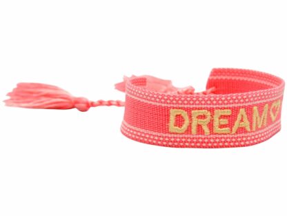 Armband Baumwolle rosa mit Schrift "Dream"