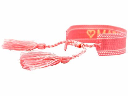 Armband Baumwolle rosa mit Schrift "Dream"