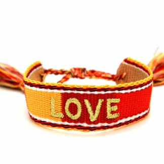 Armband "Love" Baumwolle rot/gelb