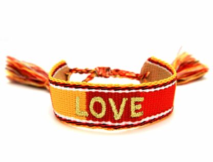 Armband "Love" Baumwolle rot/gelb