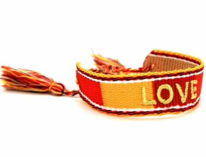 Armband "Love" Baumwolle rot/gelb