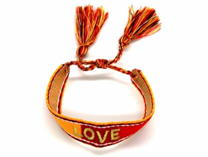 Armband "Love" Baumwolle rot/gelb