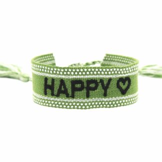 Armband "Happy" Baumwolle grün