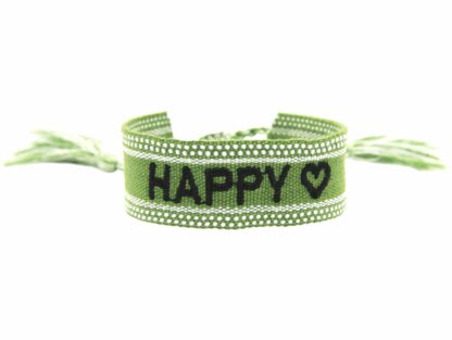 Armband "Happy" Baumwolle grün
