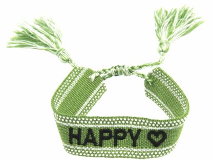 Armband "Happy" Baumwolle grün