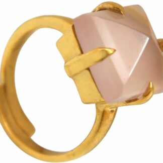 Ring 925 Silber/vergoldet mit Chalcedon rosa quadratisch
