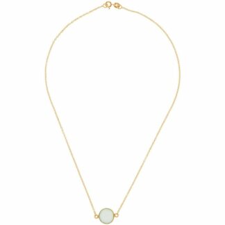 Collier 925 Silber/vergoldet mit Chalcedon meeresgrün rund