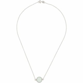 Collier 925 Silber mit Chalcedon meeresgrün rund