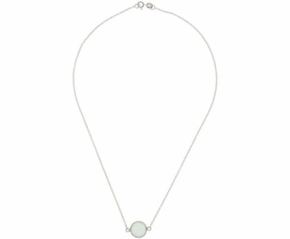 Collier 925 Silber mit Chalcedon meeresgrün rund