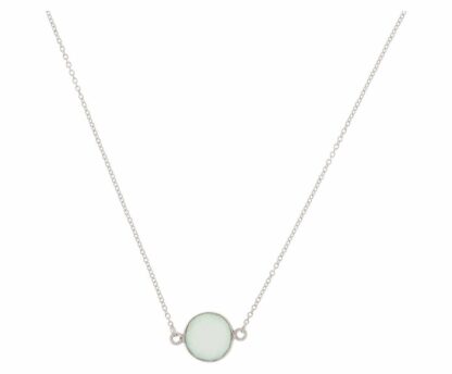 Collier 925 Silber mit Chalcedon meeresgrün rund